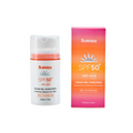 Bubbizz SPF 50+ sunscreen cream and packaging on a white background