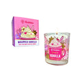 Bubblicz candle with packaging on a pink background