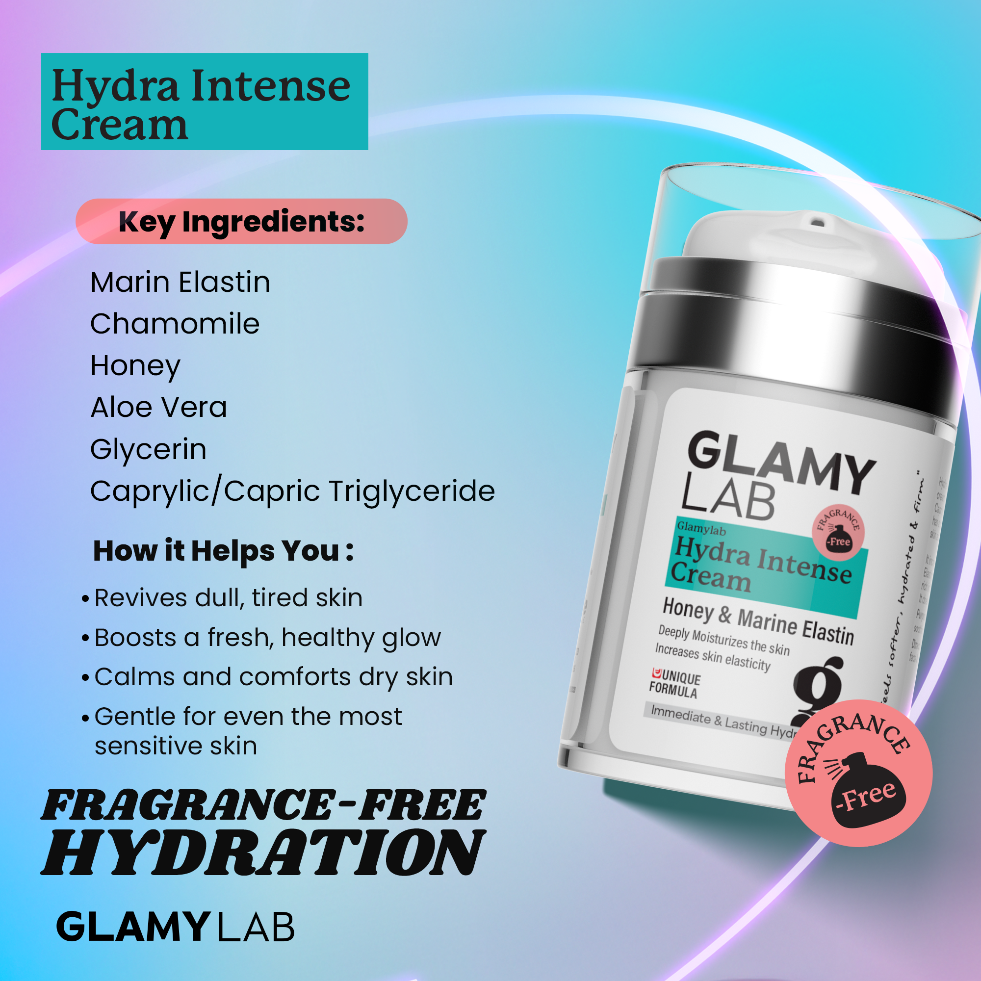 Glamy Lab Hydra Intense Cream Fragrance Free 100ml