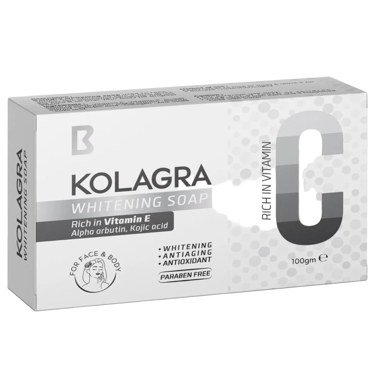 Kolagra Whitening Soap packaging on a white background