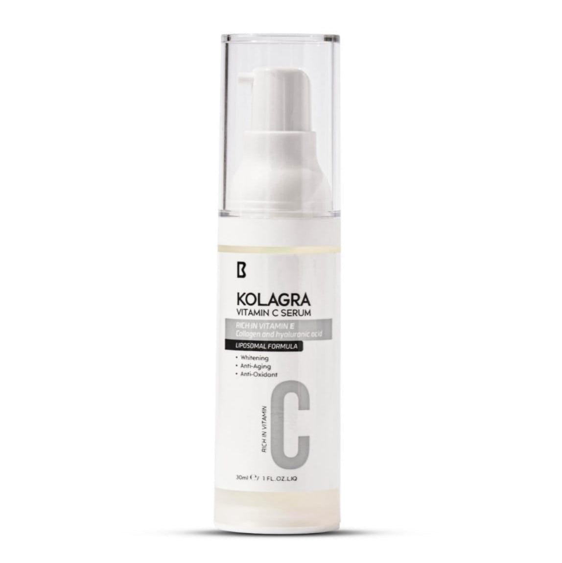 Kolagra Vitamin C serum bottle on a white background