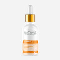 A bottle of Natavis Vitamin C Serum with a dropper, against a white background.