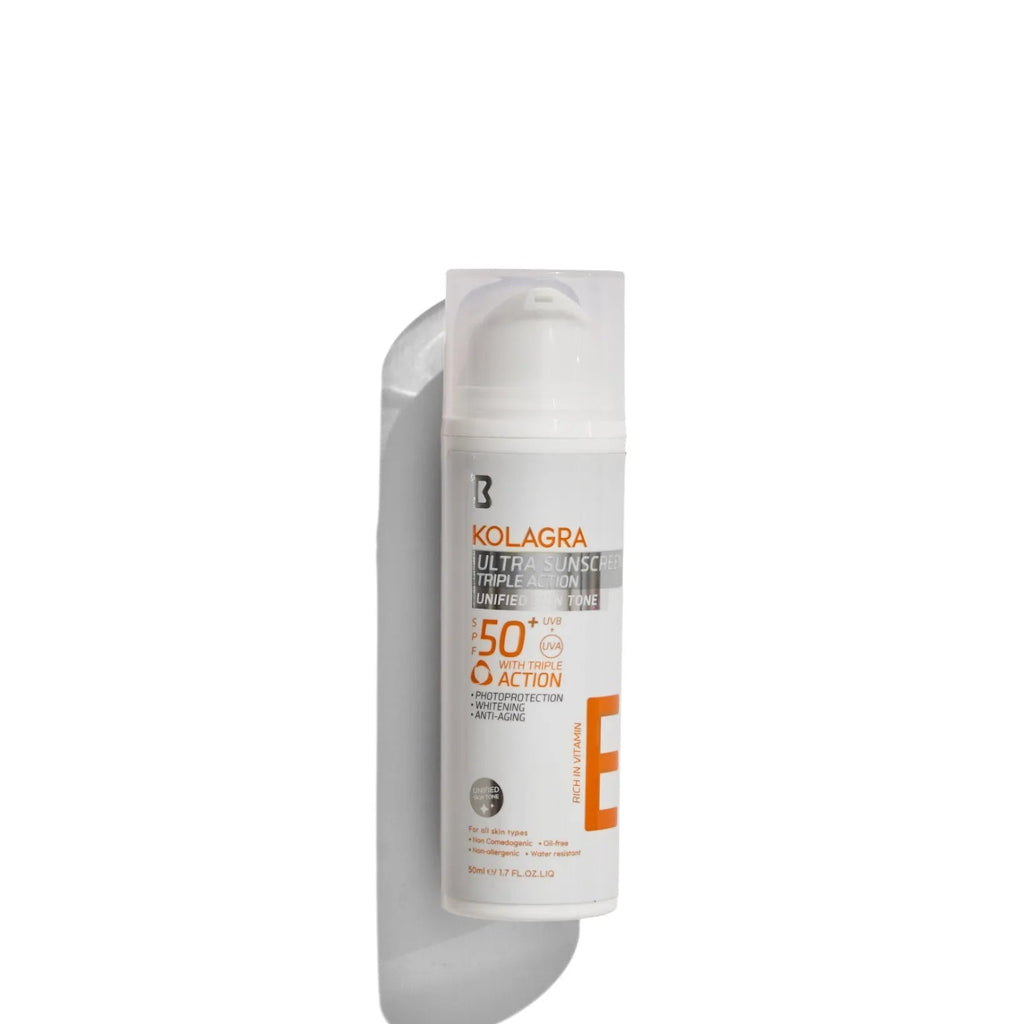 Kolagara sunscreen bottle on a white background